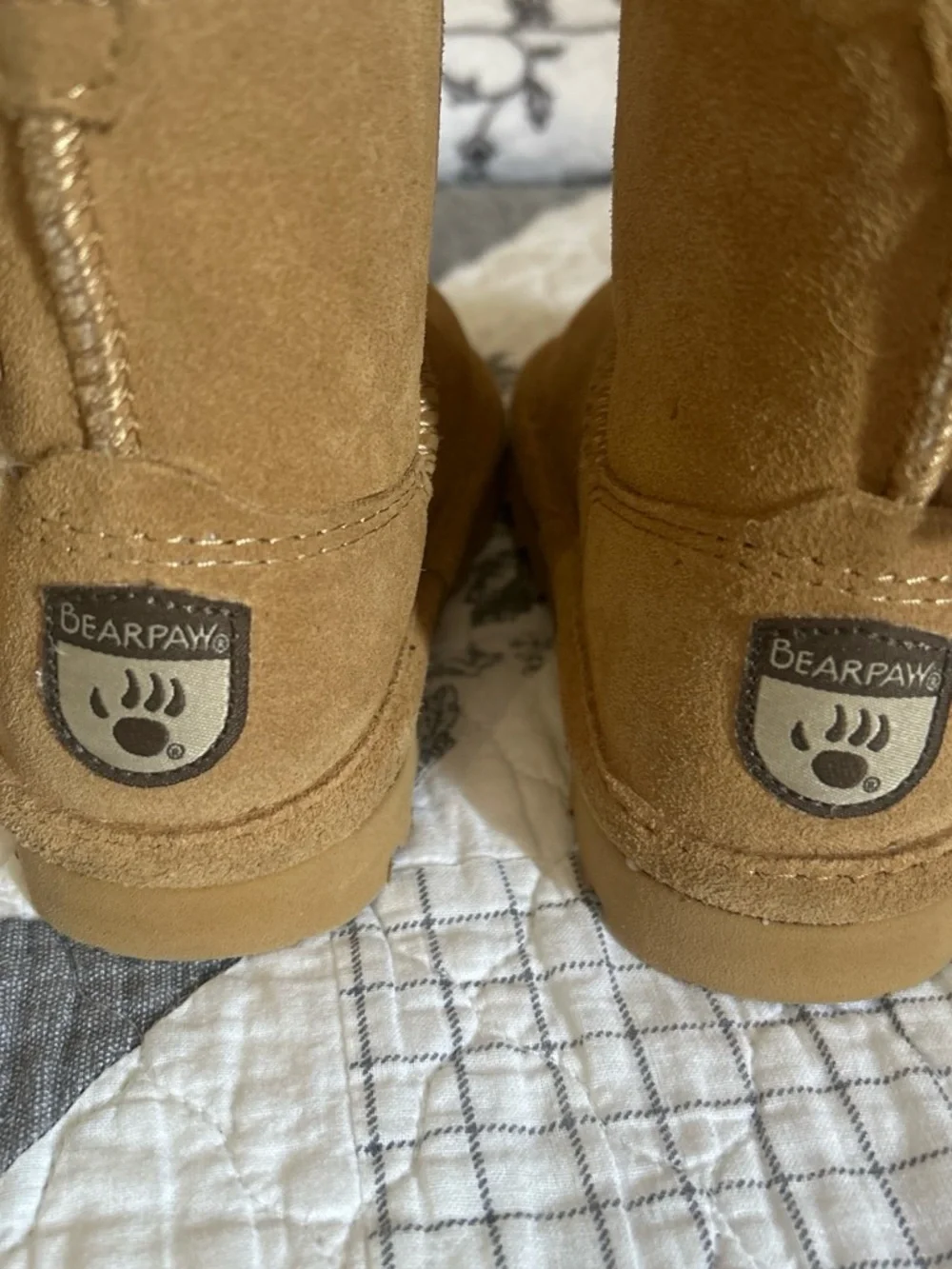 BearPaw Kids Suede Shearling Boots - Tan